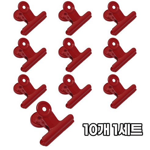 자석 컬러 집게 냉장고 마그넷 홀더 클립 10개 세트, 레드