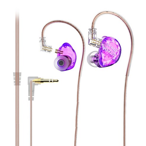 Lafitear LE2 듀얼 마그네틱 다이나믹 뮤직 유선 이어폰 3.5mm, 퍼플