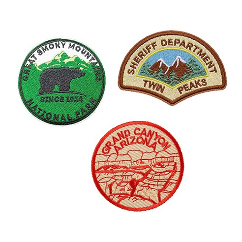 국립공원 캠핑 와펜 패치 세트 (3종) 캠핑패치