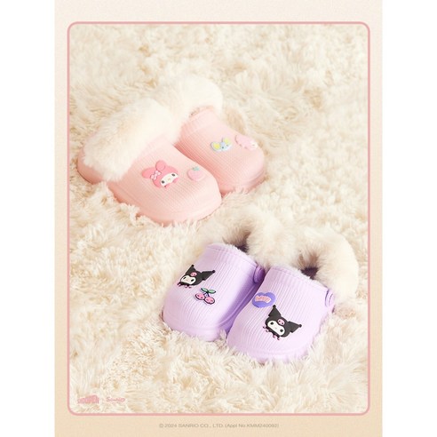 사랑스러움과 편안함의 완벽 조화: 슈펜키즈 산리오 뽀송 EVA 퍼 샌들