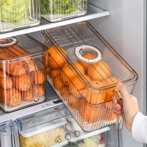 CKLIVING 냉장고정리용기 트레이 냉동실 보관용기 식약처인증제품, 투명브라운