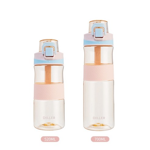대용량 휴대용빨대 스포츠 물컵, 핑크 - 투명, 700ml