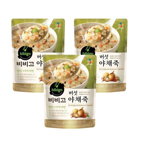 CJ 비비고 버섯야채죽 450g, 420g, 3개