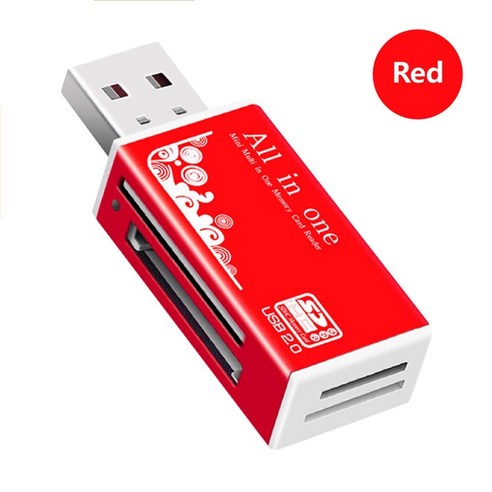 카드리더기USB 2.0 올인원 멀티 메모리 카드 리더 마이크로 SD/TF M2 MMC SDHC Duo, 01 빨간