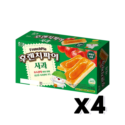 해태 후렌치파이 사과 15개입 스낵간식 192g x 4개, 단품