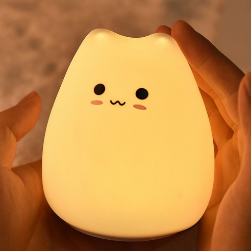 LED 실리콘 고양이 수면등 무드등, 마마