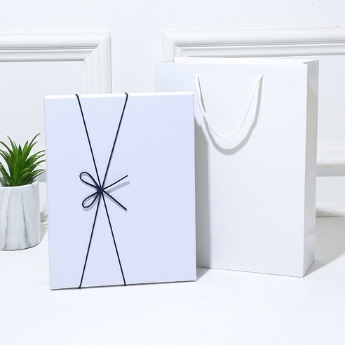 KORELAN 선물 박스 옷 목도리 정교한 포장 박스 생일 큰 선물 박스 빈 박스 선물 박스, 스몰 사이즈 23*15*4, 흰 덮개 남색 바탕+선물 꾸러미