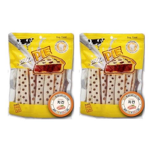 밀크파이 끝까지 오래먹는 강아지 스틱껌, 2팩, 180g, 치킨