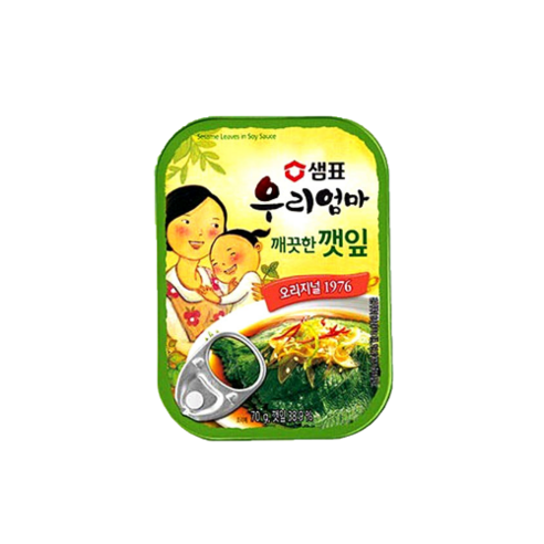 트윈스몰 [샘표] 우리엄마 깨끗한깻잎 (70g) 반찬 캔 해외여행 잇템!, 70g, 1개입, 70g