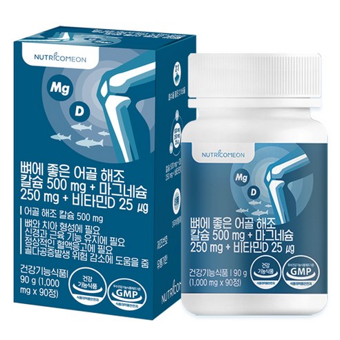 뉴트리커먼 뼈에 좋은 어골 해조 칼슘 마그네슘 비타민D, 90정 x 1통