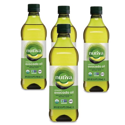 Nutiva 유기농 스팀 정제 아보카도 오일 100% 순수 473ml(16액량 온스) USDA 유기농 GMO 프리 Whole 30 승인 케토 팔레오 요리 및 튀김용, 24 Fl Oz (Pack of 1), 1개, 473ml