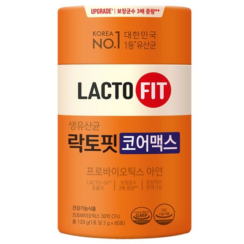 락토핏 코어맥스 LACTOFIT 락토픽 유산균 아연 프로바이오틱스 건강한 장 장에좋은 필수 유산균, 600g, 1세트 락토핏골드 Best Top5