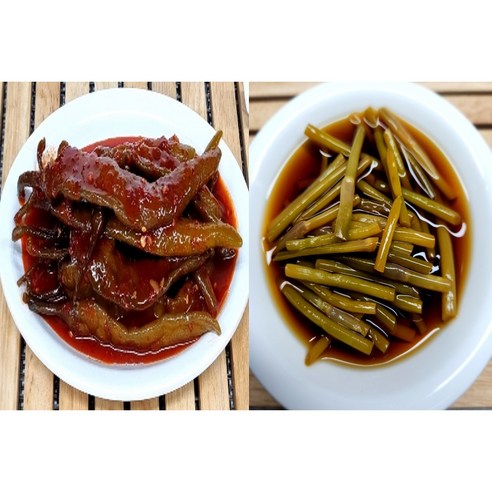 매콤한 고추무침 500g + 아삭한 간장마늘쫑 500g 반찬세트, 2개, 1kg