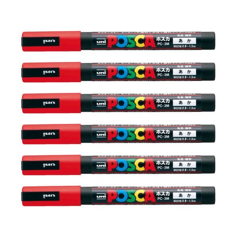 유니 포스카 PC 3M 6개입 1다스, 레드, 1개, 1색