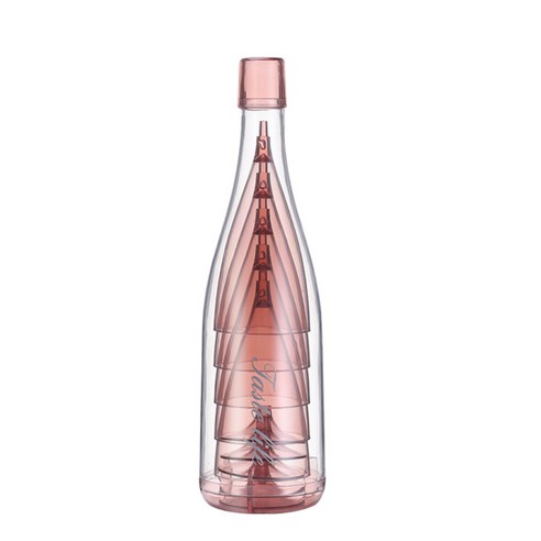 ABS 샴페인 안경 맥주 음료 칵테일 와인 잔 여행 결혼식 파티 피크닉 캠핑에 대 한 저장 병, 분홍, 8.5x30cm, 플라스틱