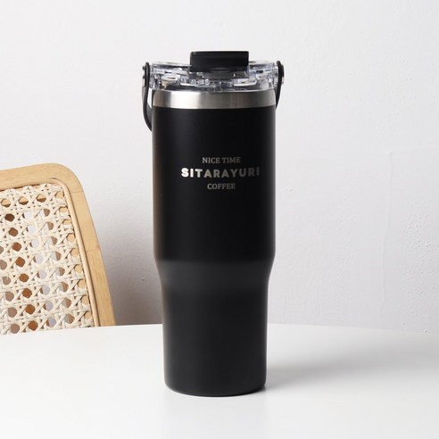 [파격사은품] 지제이 스텐 빨대 텀블러, 1개, 900ml, 블랙