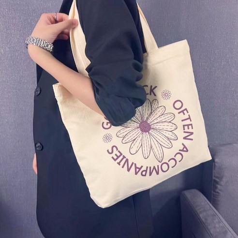 가벼운 여성 캔버스 숄더백, 연예인 인기 아이템 보부상가방 에코백 14 빅토리토 레터링 꽃 캔버스백 숄더백 에코백