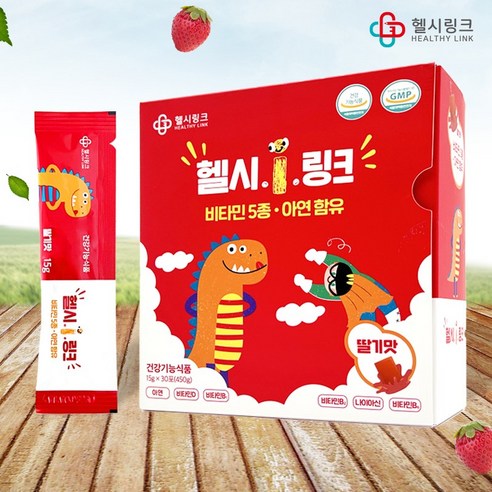 헬시.I.링크 딸기맛 비타민 젤리스틱 30포 헬시아이링크 어린이종합영양제, 450g, 1개