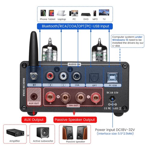 다양한 입력 옵션과 진공관의 따뜻함을 결합한 AIYIMA T9 PRO HiFi 블루투스 튜브 앰프