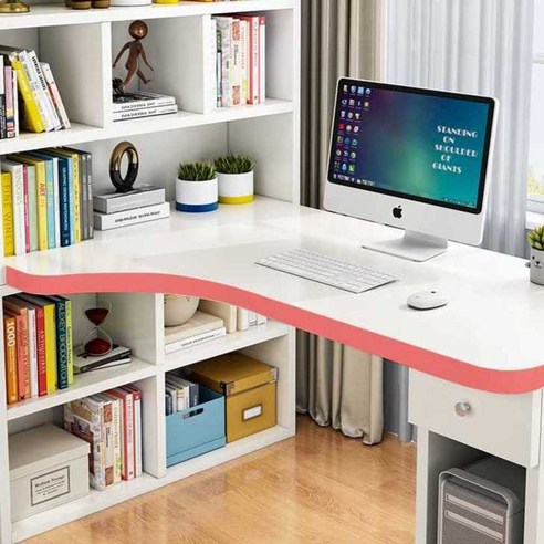 ㄱ자테이블 학습 데스크 원목 공부책상 모서리테이블, 화이트 길이 160 패키지 설치