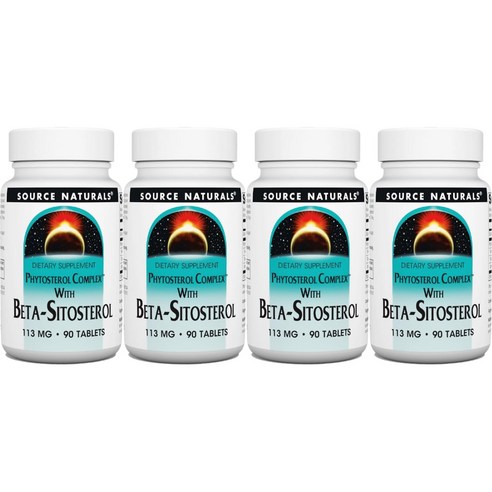 Source Naturals 소스내추럴스 피토스테롤 콤플렉스 플러스 베타 시토스테롤 113mg 테블릿, 90정, 4개
