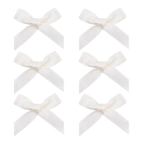 드림팩토리 공단 새틴 미니 리본 장식 6mm 완성리본, 100개, 06 화이트