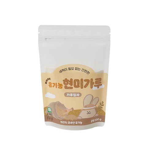 퍼기 유아용 하이아미 유기농 현미가루 가루입자 초기, 200g, 1개