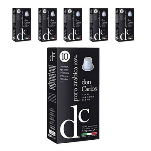 돈 카를로스 푸로 아라비카 네스프레소 호환 캡슐커피, 5.2g, 10개입, 6개