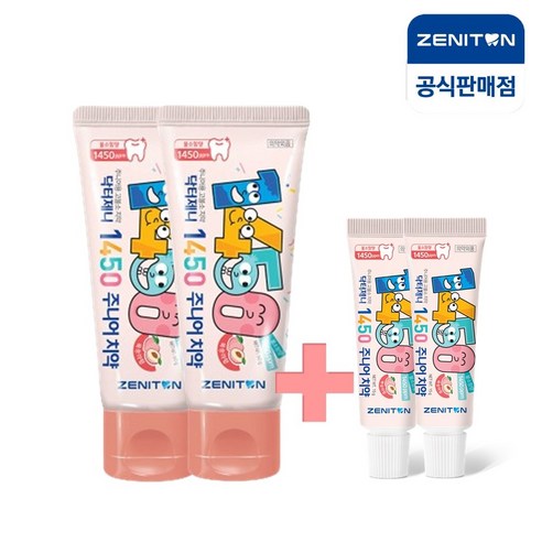 제니튼 1450 고불소 주니어치약 복숭아향 60g+미니15g, 60ml, 2개