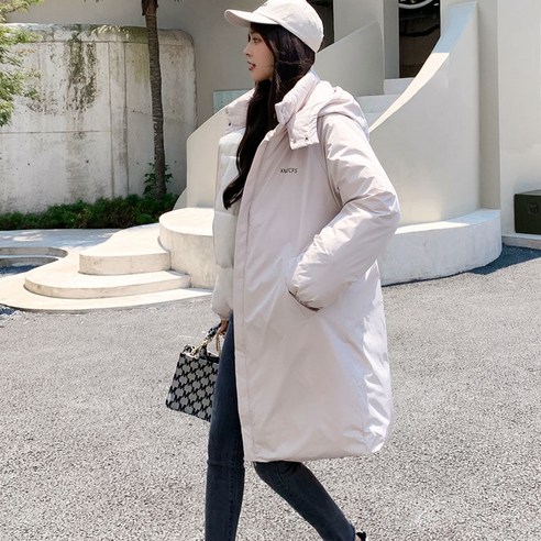 ANYOU 여성 후드 데일리 베이직 클래식 롱 패딩 겨울 캐주얼 루즈핏 패딩 코트