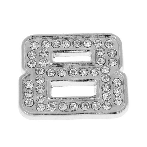 라인 석 Diamante DIY 번호 8 알파벳 3D 자동차 배지 스티커 데칼 엠블럼, 실버, 아연 합금 Diamante