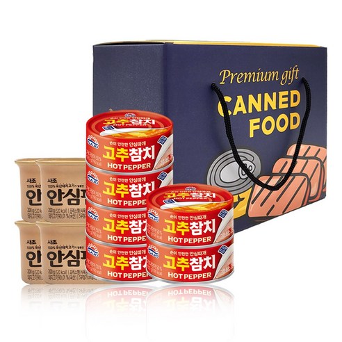 올따옴) 통조림 선물세트 사조 고추참치135g 6개+안심팜200g 4개, 1개