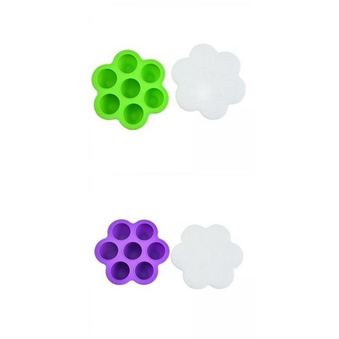 뚜껑이 달린 2pcs 모유 냉동고 트레이 보관 상자 붙지 않는 녹색, 실리콘 PP, 퍼플+그린