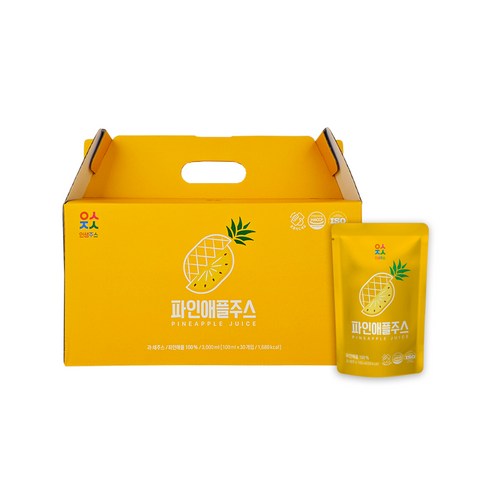 인생주스 100% 착즙 파인애플 주스 30포, 1세트, 3000ml