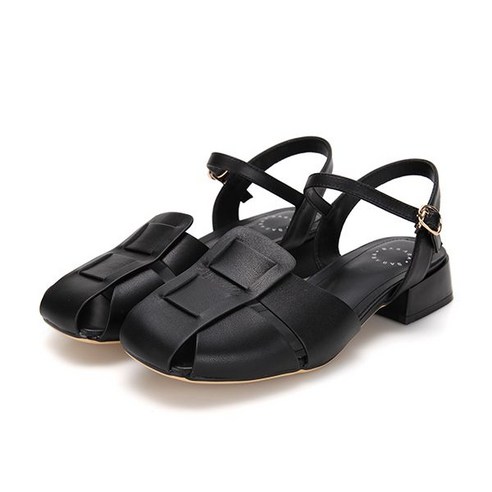 바바라 소가죽 피셔맨 여성 키튼힐샌들 3cm BBH364BK 695204
