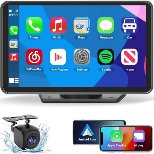 Eleac 휴대용 무선 카플레이 카스테레오 7 HD 터치스크린 캠 Apple CarPlay 및 Android Auto와 호환거울 링크백업 카메라시리블루투스모든 차량용 내비게이션