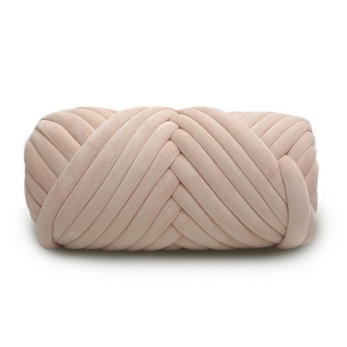 자이언트얀 빅얀 벨벳 1kg 루피 망고실 가방 핸드니팅 뜨개실, 베이지, 1개