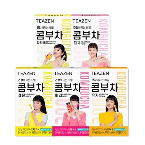 티젠 콤부차 10개입 5종 혼합(레몬+유자+베리+피치+파인애플), 50g, 1개  Best 5