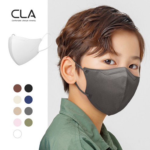 CLA 슬림핏 소형 새부리형 마스크, 소형(어린이), 딥그레이, 25매