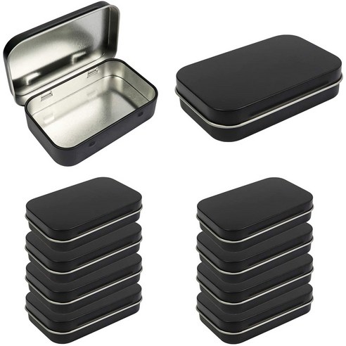 10 팩 금속 직사각형 빈 힌지 틴 틴 상자 컨테이너 95x60x21mm 미니 캔들철 (10 블랙), 하나, 보여진 바와 같이