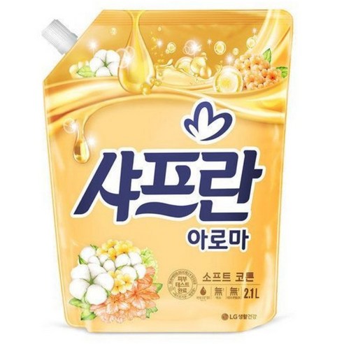 샤프 소프트 코튼 아로마 섬유유연제 리필 6개 세트, 2.1L 세탁세제