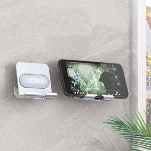 부착형 알루미늄 스마트폰 거치대 – 실버그레이, 도매창고용 다용도 벽걸이 거치대 (침대, 책상, 욕실, 주방, 핸드폰, 마스크, 열쇠 정리) 욕실휴대폰거치대