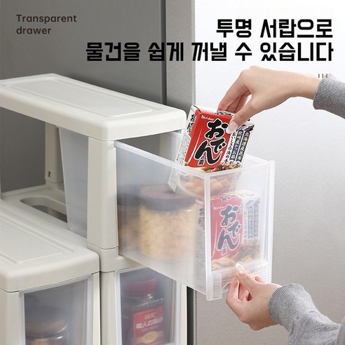 이동 서랍형 틈새수납장 거실 주방 화장실 여백 틈새 수납장 선반, 흰색 투명한, 1개