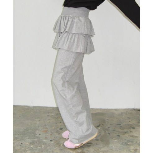 론론 RONRON 예스리아 착용 CANCAN RUFFLE LAYERED PANTSKIRT MELANGE GREY