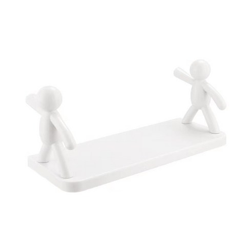 벽 마운트 홈 부엌 거실 욕실 선반을위한 작은 인간 부동장 선반 다기능 저장 홀더 행거, 하얀색