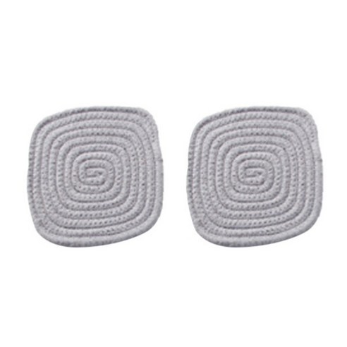 리에르 손뜨개 식탁매트 티코스터 2P 세트, 그레이, 16 x 16cm