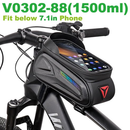 비 방수 자전거 가방 자전거 전면 휴대 전화 홀더 터치 스크린 탑 튜브 사이클링 반사 MTB 액세서리, m, 중국, V0302-88
