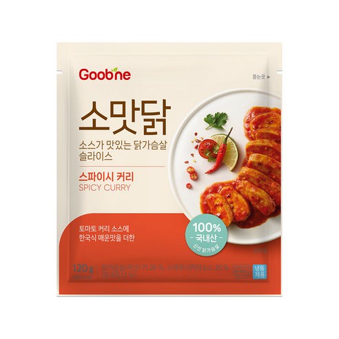 굽네 소스가 맛있는 닭가슴살 슬라이스 스파이시커리 120gx10팩 GF61, 120g, 10개
