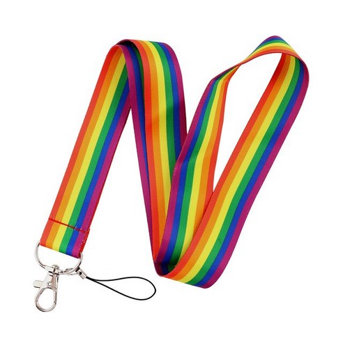 스키스트랩 LGBT 레인보우 하트 웨빙 끈 넥 스트랩 전화 매력 게이 프라이드 열쇠 고리 홀더 키 ID 카드 배지 코드 액세서리, [01] Style 1