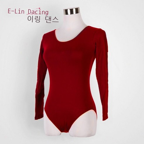 겨울 두껍다 순면 긴팔 발레 무용복 순색 성인 무용 연공복 공중 요가 원피스, XXXL, 와인
